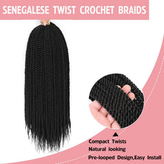 Befunny 18in easy-install Senegalese Twist Crochet Hair; saves time and effort.