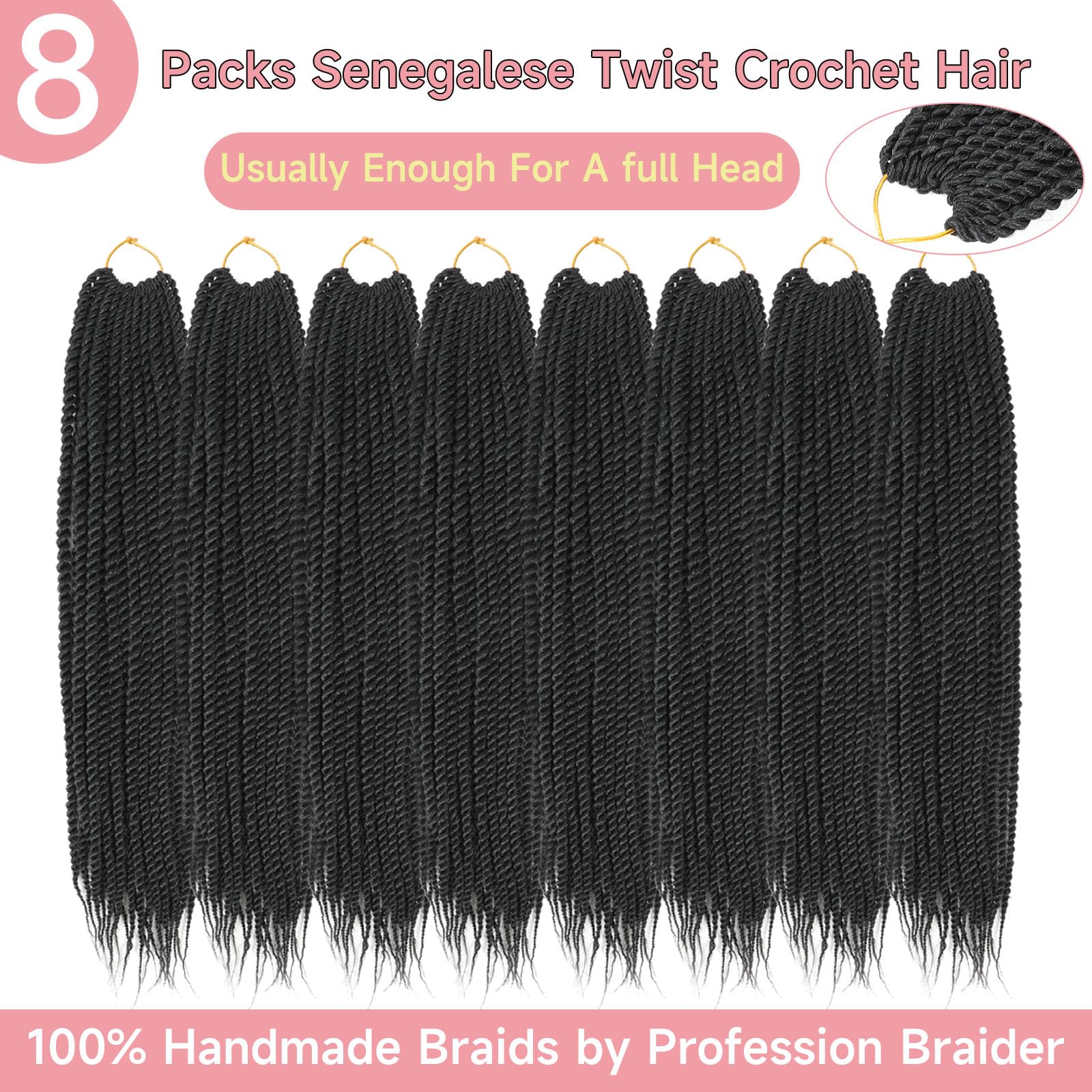 Befunny Senegalese Twist Crochet Hair 18in tools included; ready to start.