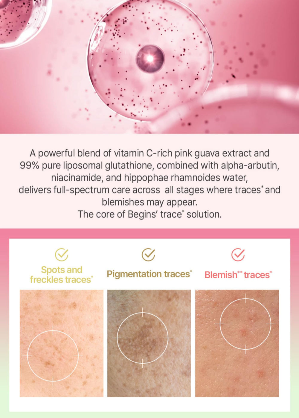 Pink guava extract close-up from BeginS by JUNGSAEMMOOL highlighting nourishing ingredients.