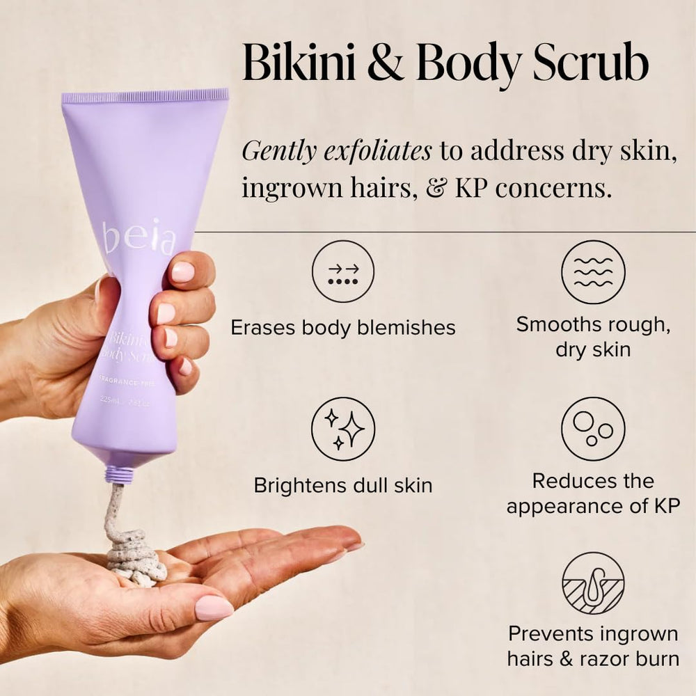 Beia scrub texture close-up highlighting rice powder exfoliation