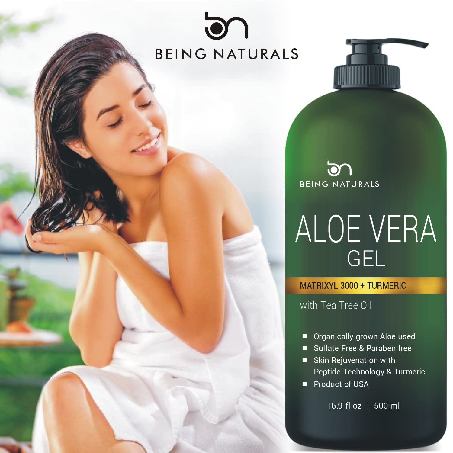 Being Naturals Aloe Gel as a body moisturizer with a non-greasy feel.