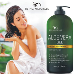 Being Naturals Aloe Gel as a body moisturizer with a non-greasy feel.