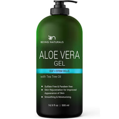 Being Naturals Aloe Gel bottle pour for quick skin hydration.