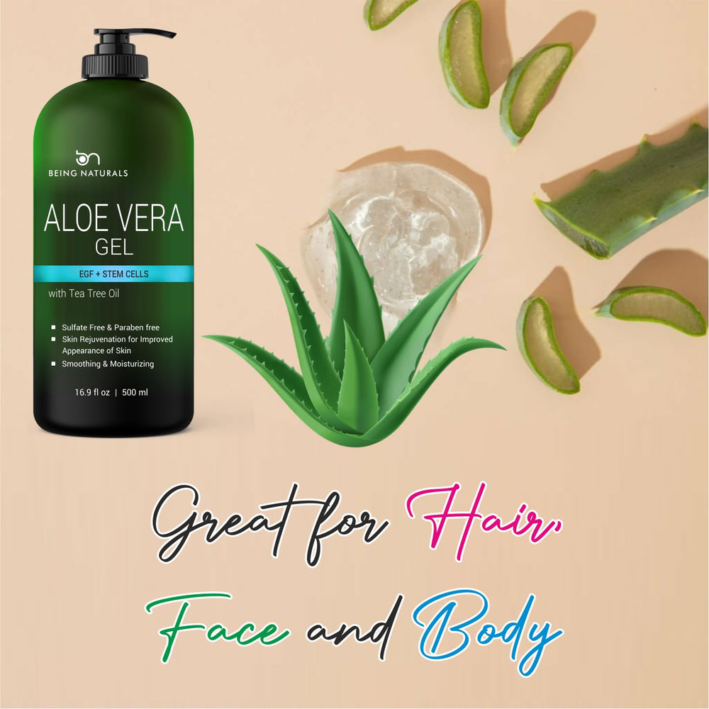Being Naturals Aloe Gel suitable for face, body, and hair care.