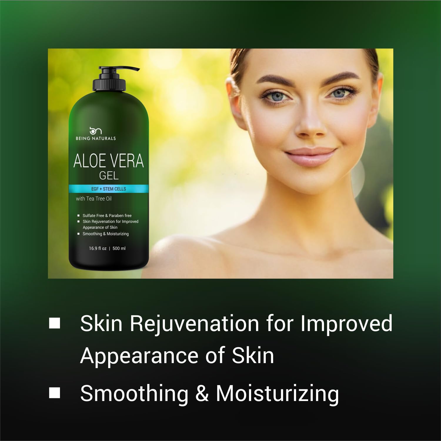 Being Naturals Aloe Gel applied for sunburn-friendly soothing relief.