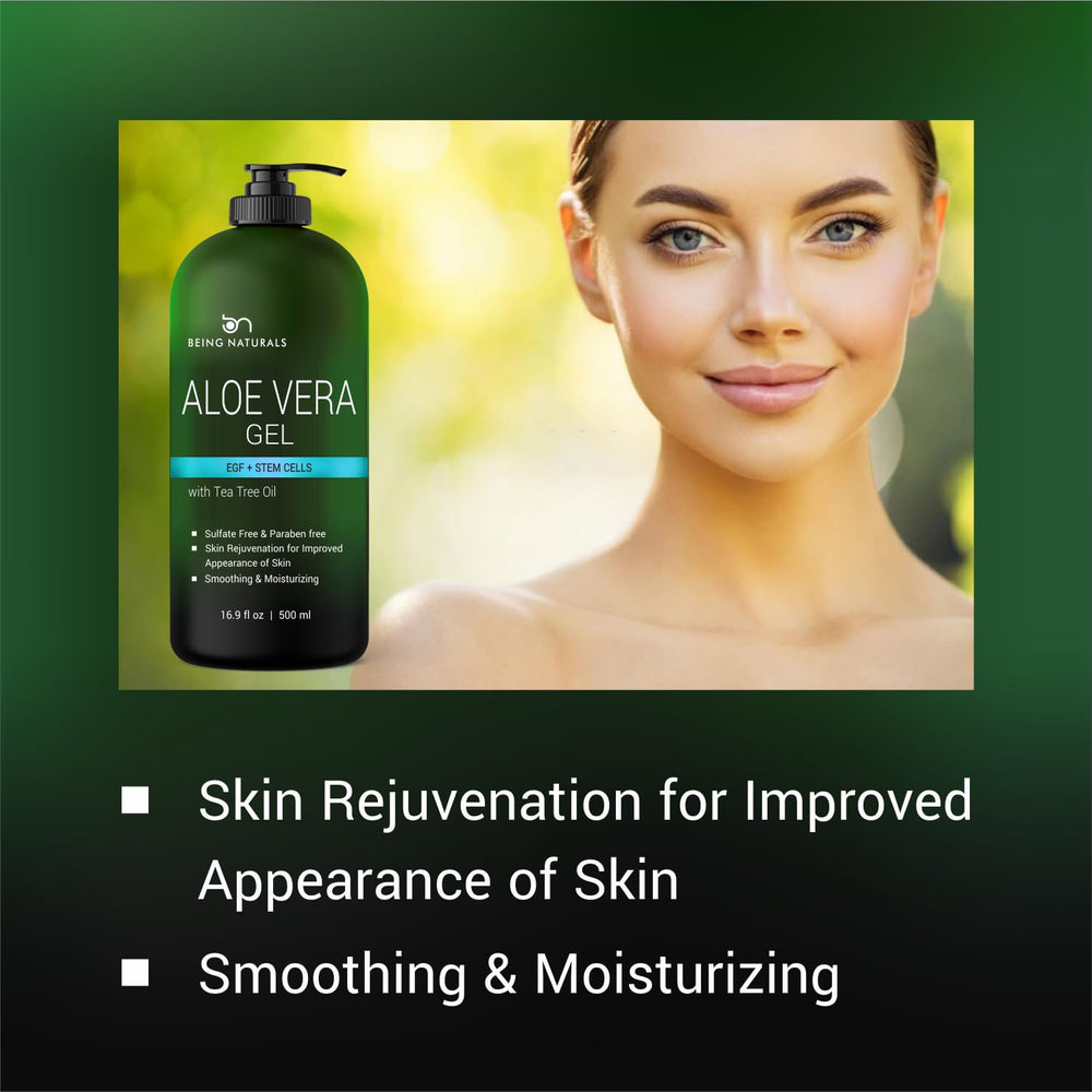 Being Naturals Aloe Gel applied for sunburn-friendly soothing relief.