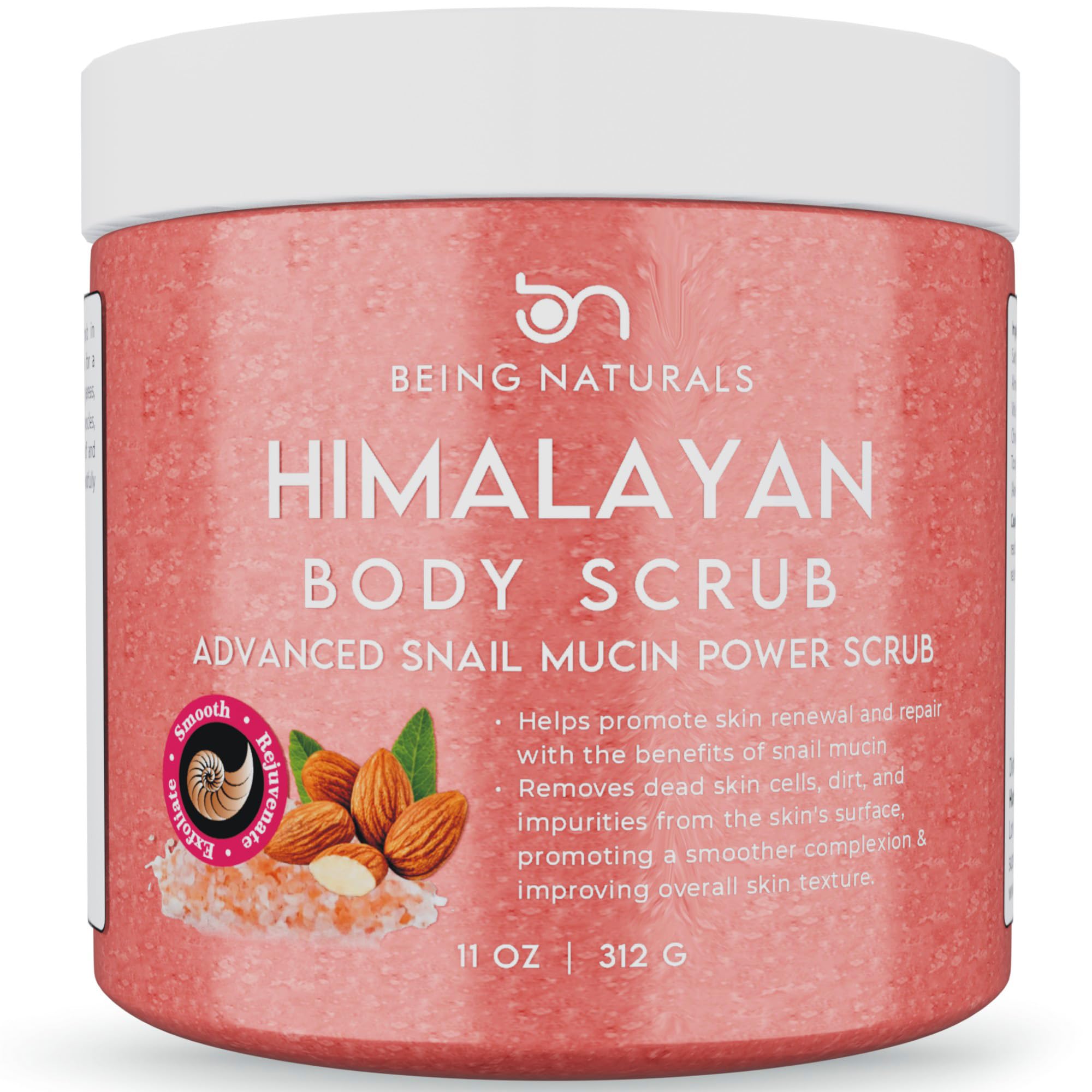Being Naturals body application scene demonstrates full-body exfoliation and moisturizing routine.