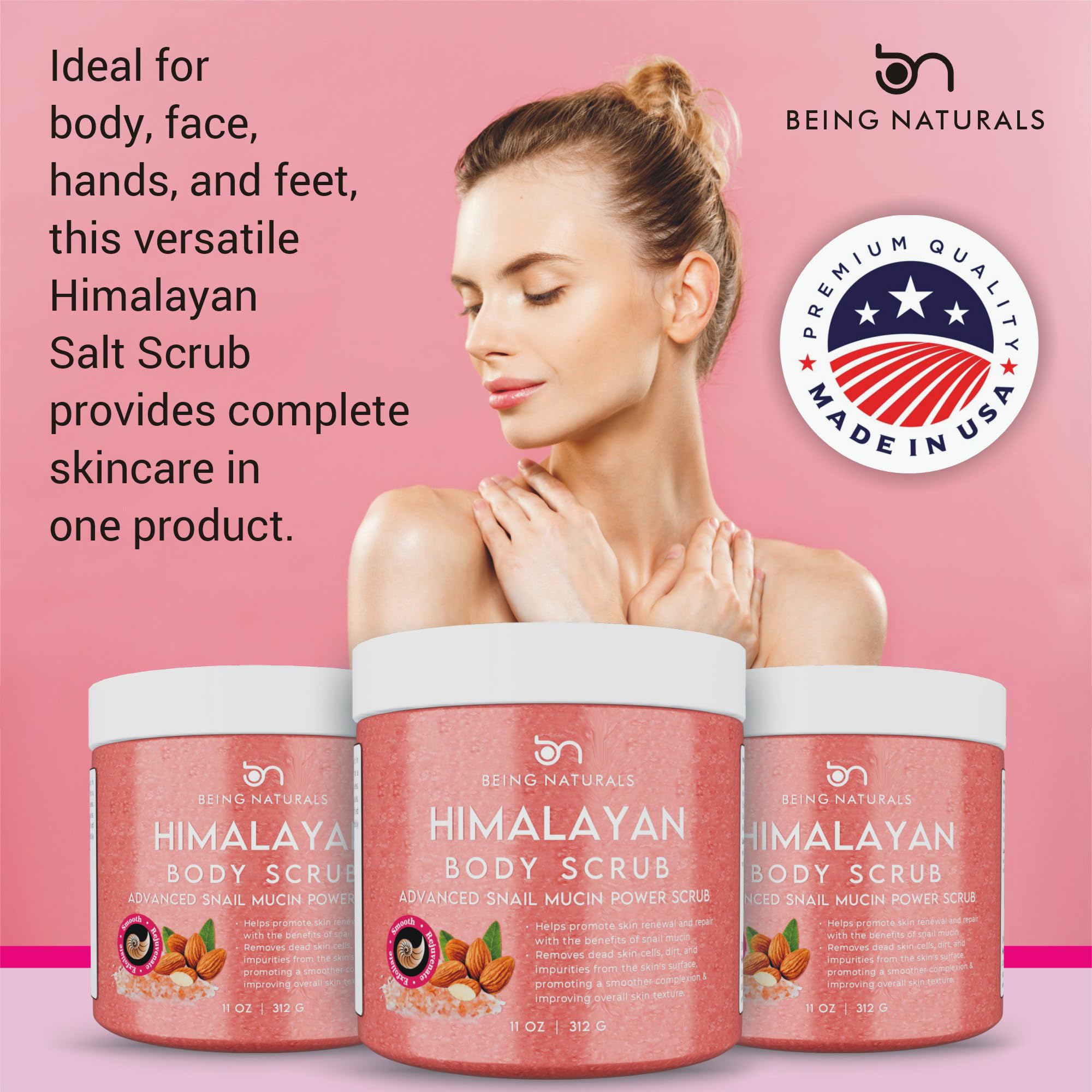 Being Naturals USA-made label emphasizes ethical production and quality ingredients.