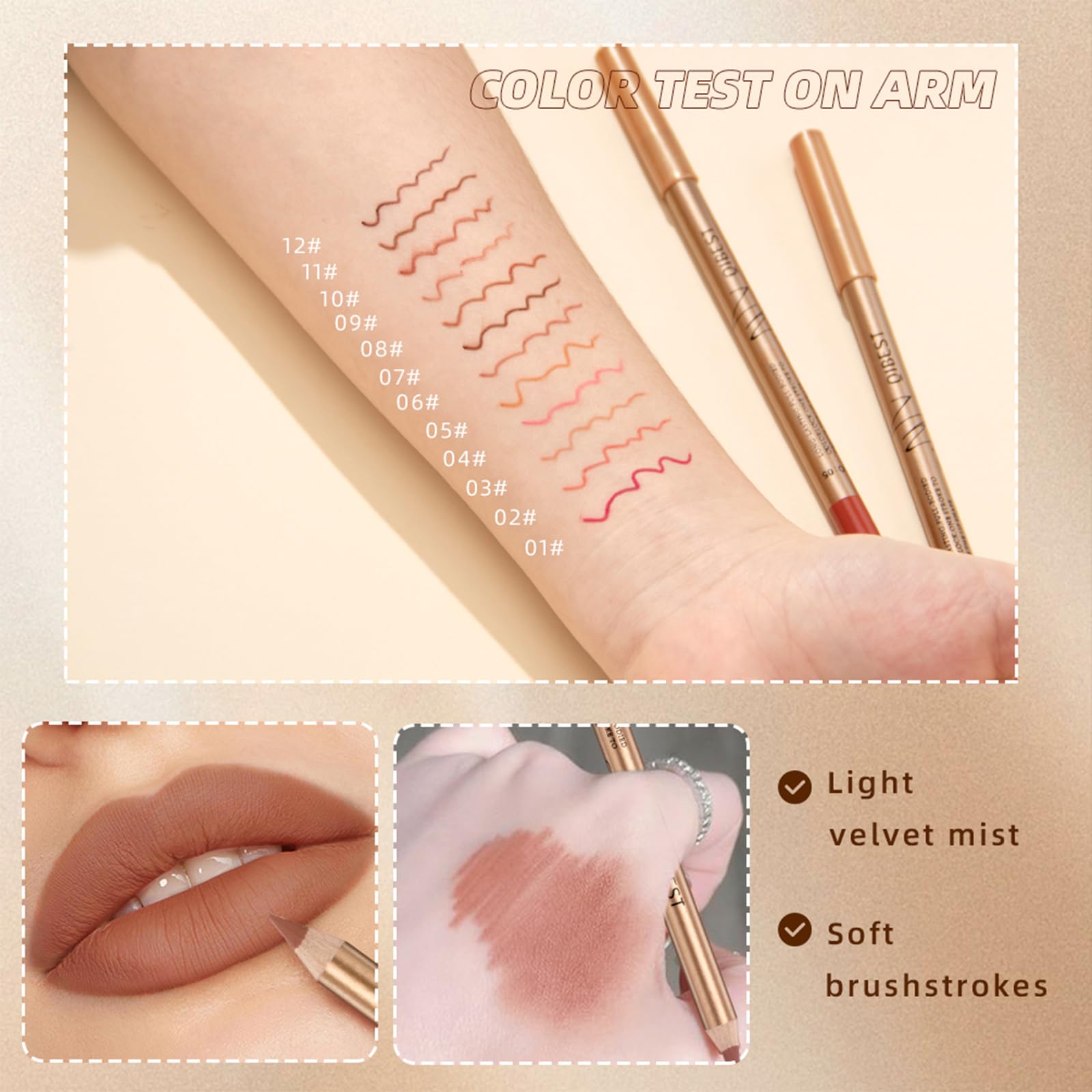 Lips filled with Bekoeen lip liner for a smooth matte look.