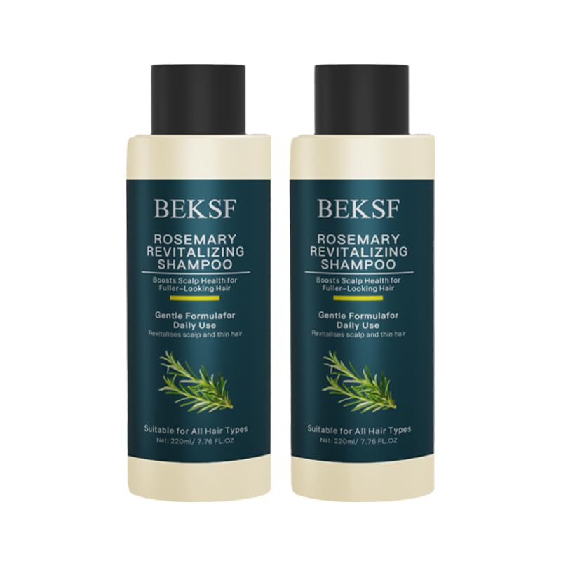 BEKSF Rosemary Shampoo bottle on a bathroom shelf for refreshed scalp