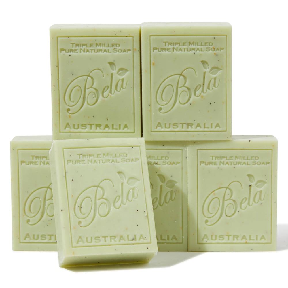 BELA Gardeners crushed leaf and bran soap pack6, natural exfoliation for hands