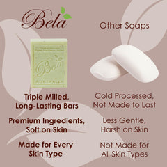 BELA organic shea butter enriched soap benefiting dry skin.