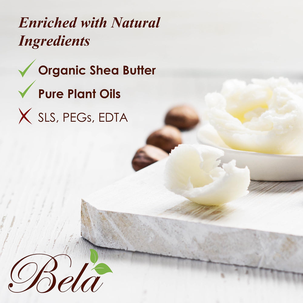 BELA organic shea butter ingredients promote nourished, soft skin