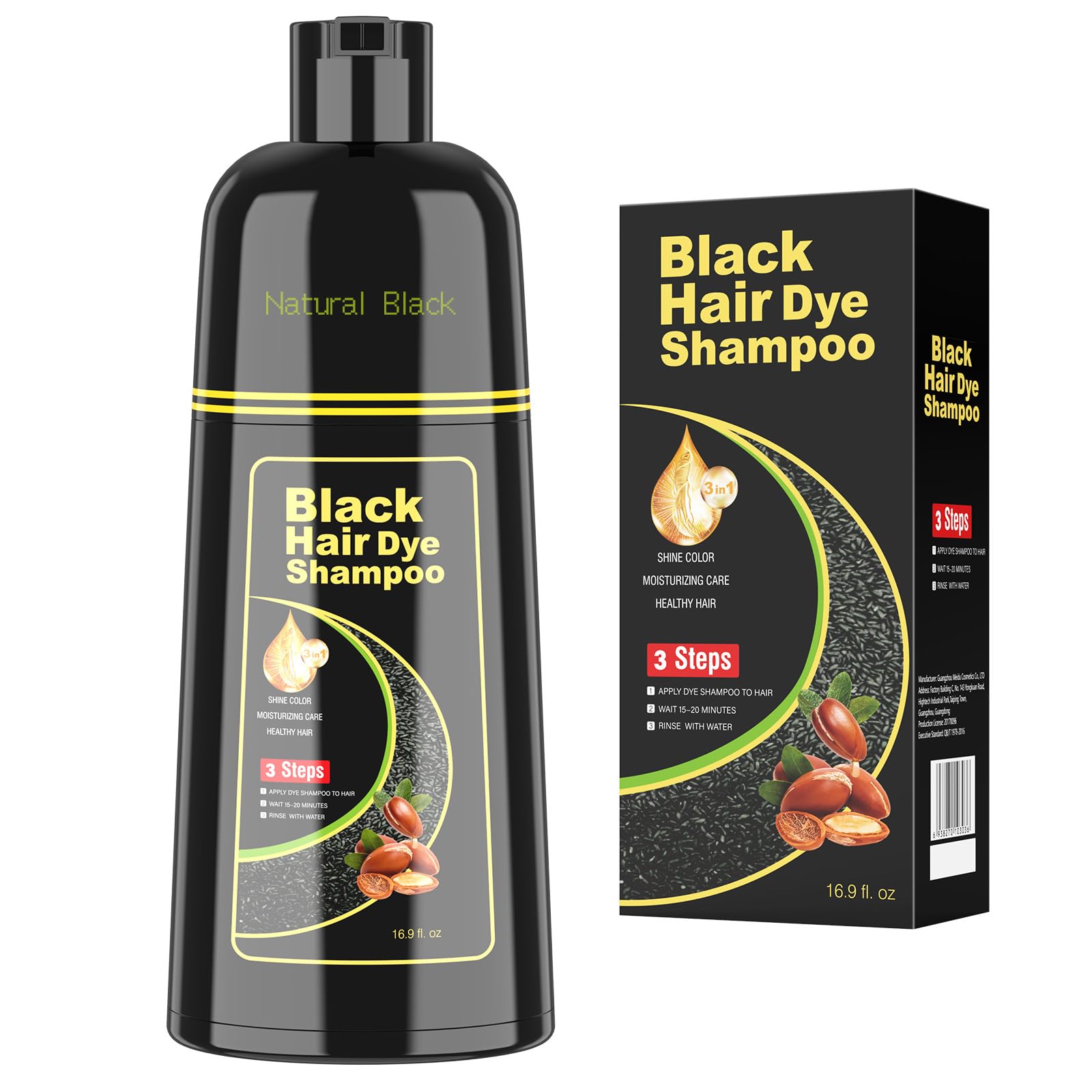 BELEZALIB black hair dye shampoo bottle shows gray coverage potential.