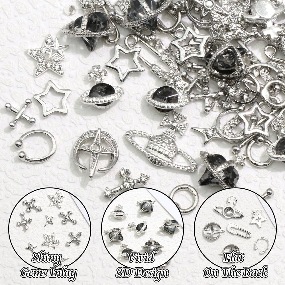BELICEY silver planet charm adds celestial flair to nails