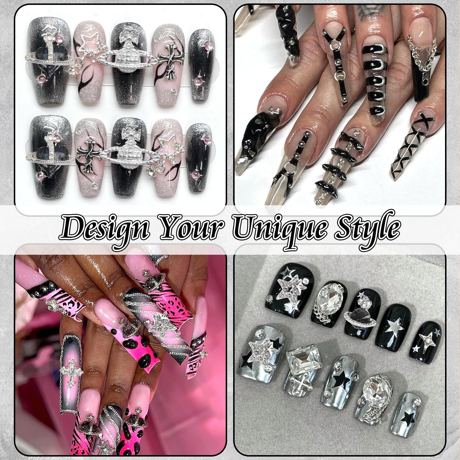BELICEY silver charm set offers versatile options for DIY nail art