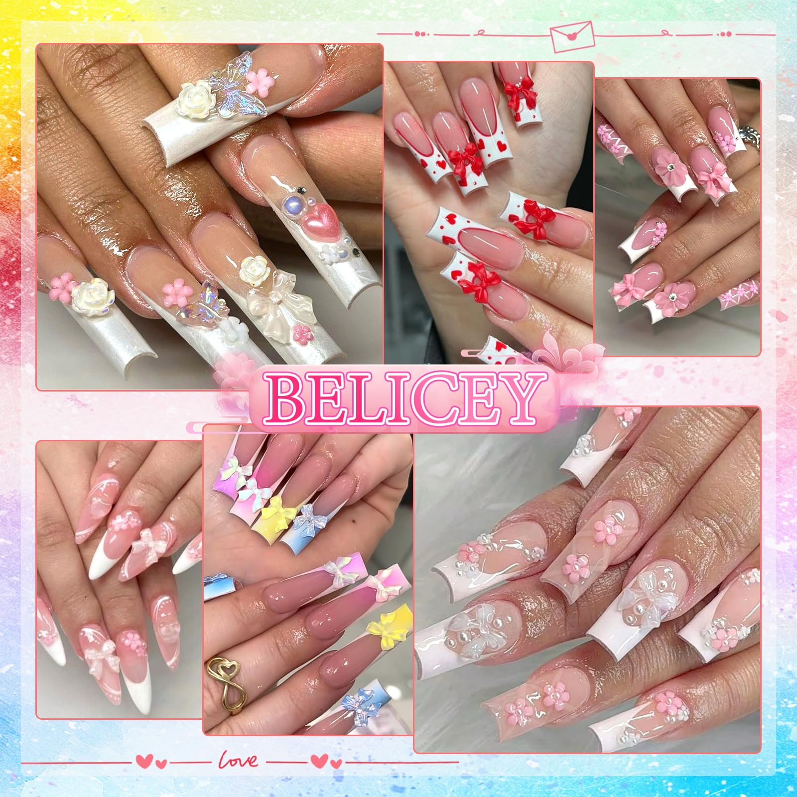 BELICEY Bow Nail Charms DIY ideas for nails and small crafts.
