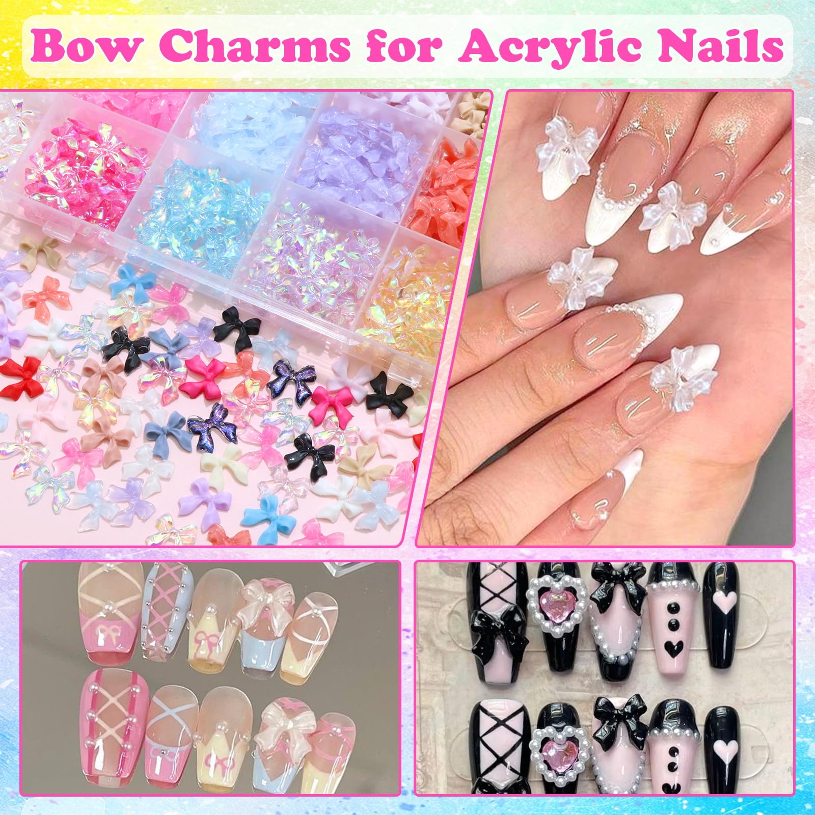 BELICEY Bow Nail Charms flatback design for easy nail adhesion.