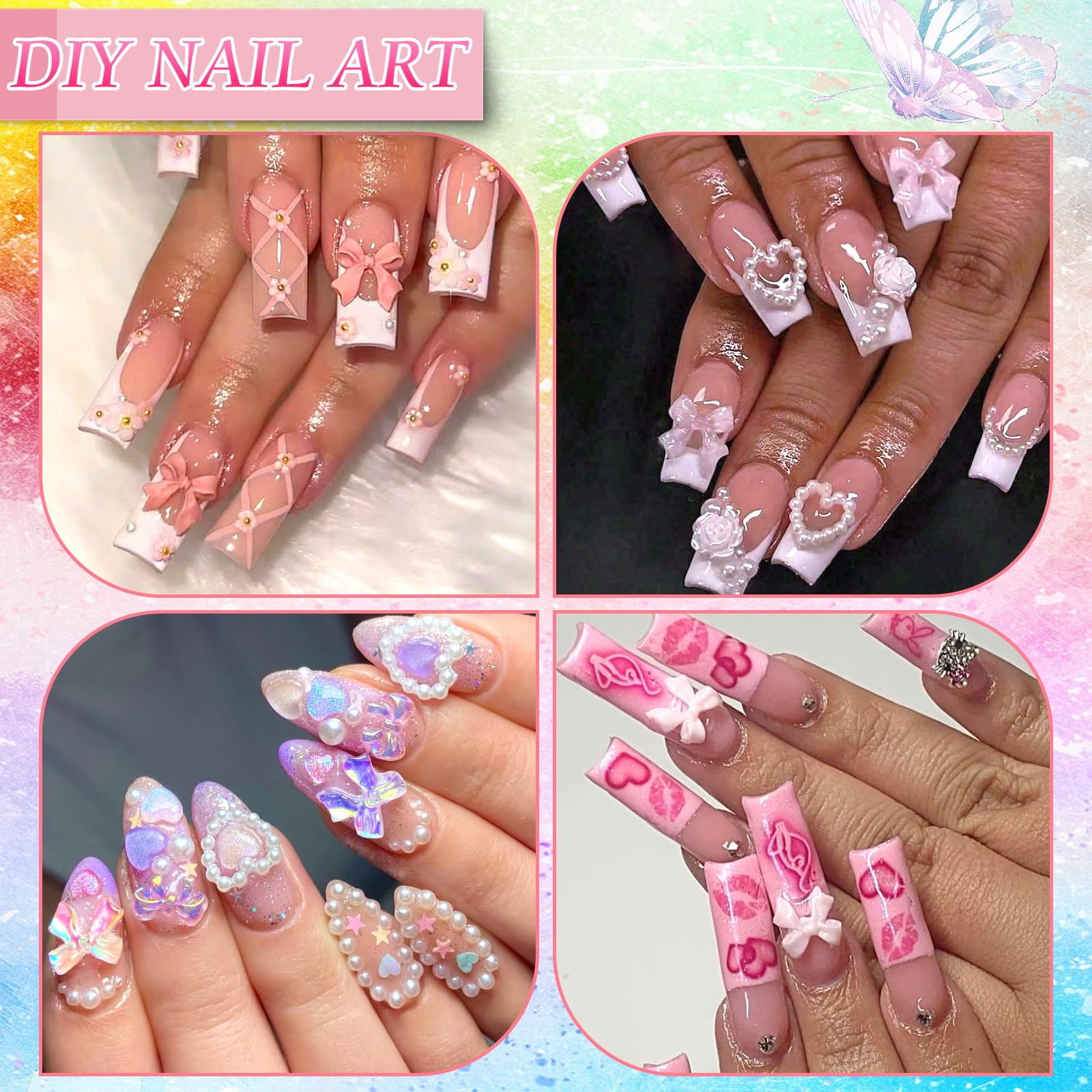 BELICEY Bow Nail Charms varied styles for unique nail art looks.