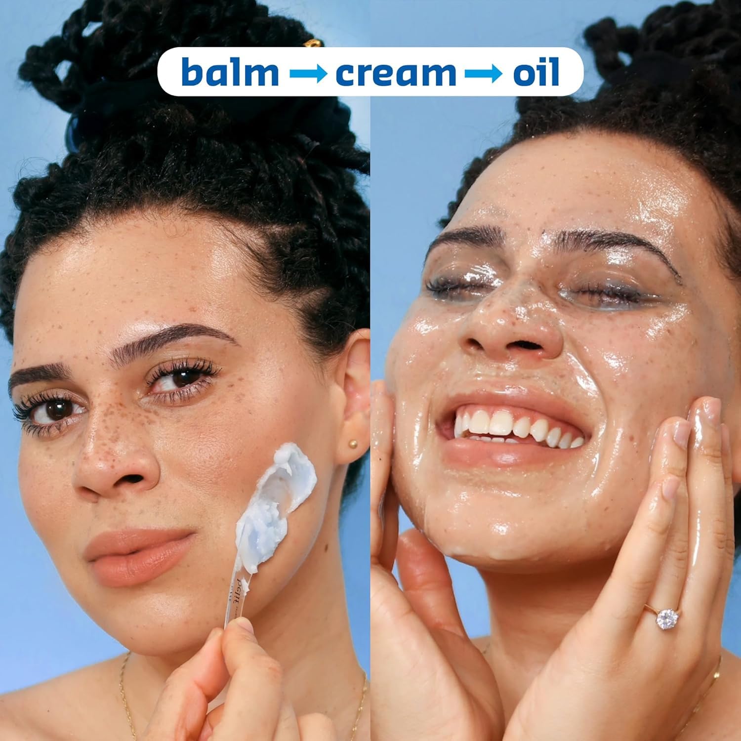 belif Aqua Bomb sherbet texture close-up illustrating balm-to-cream-to-oil transformation.