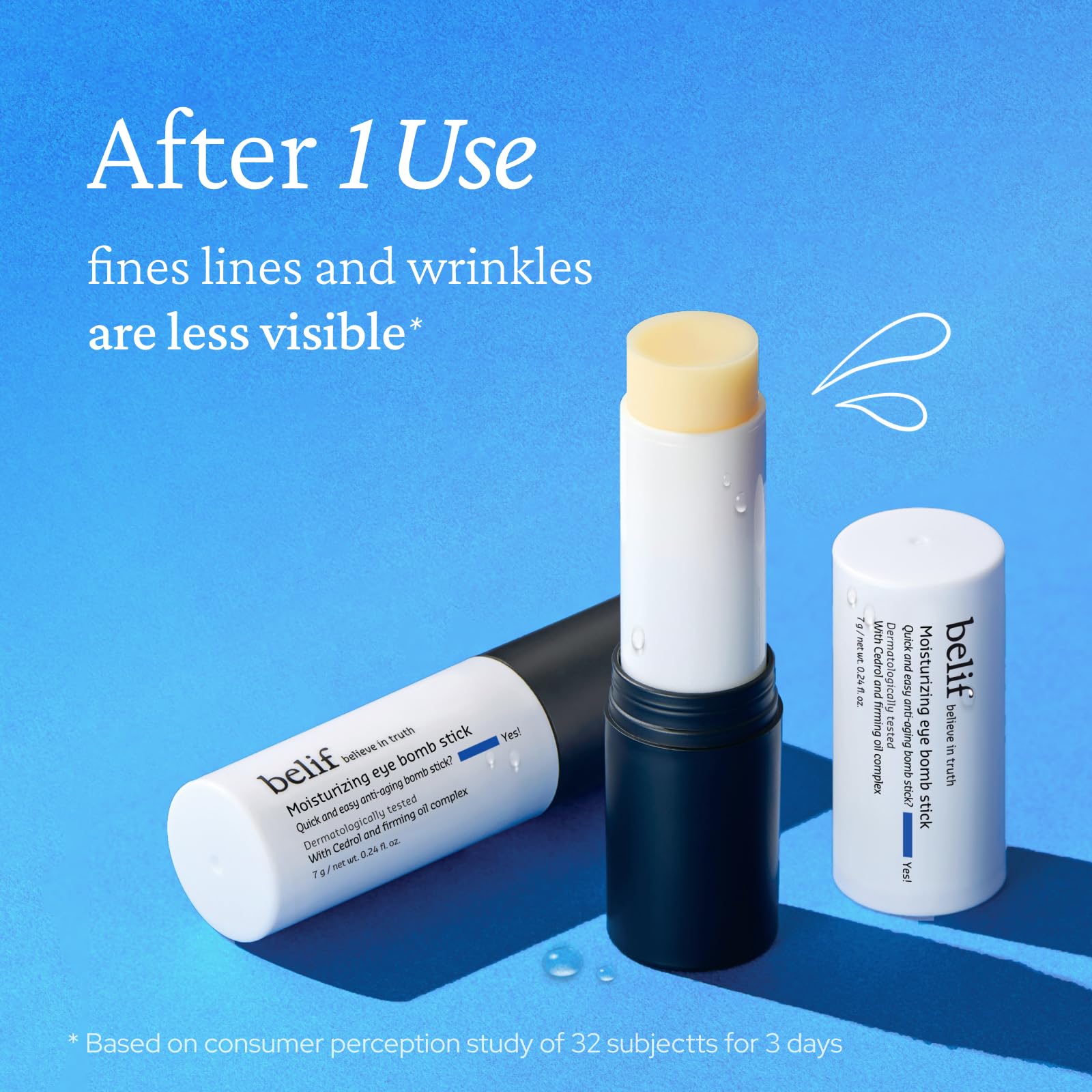 belif Eye Bomb Stick with firming oil complex tightens the eye area for a subtle lift.