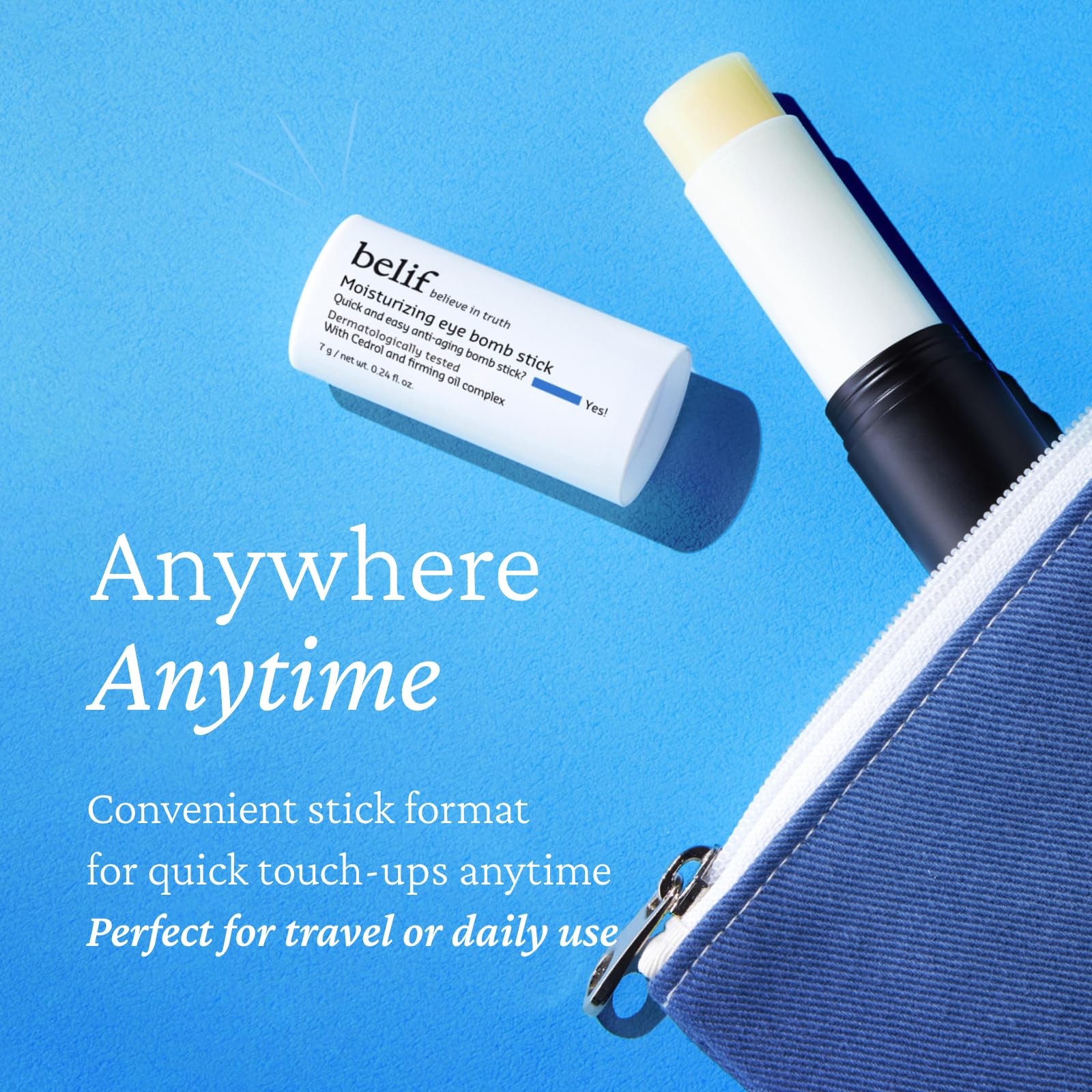 belif Eye Bomb Stick with Shea Butter nourishes delicate skin around eyes.