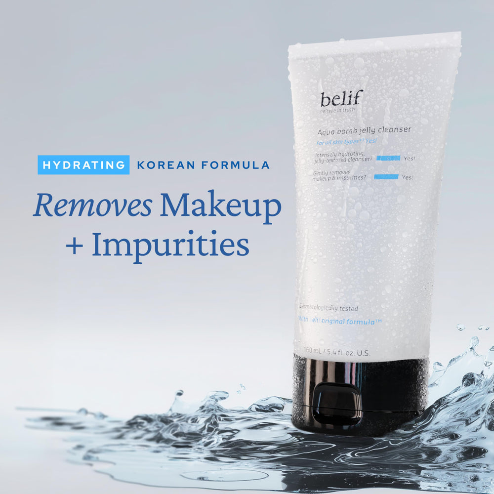belif Jelly Hydrating Deep Cleanser bottle dispense showing easy application