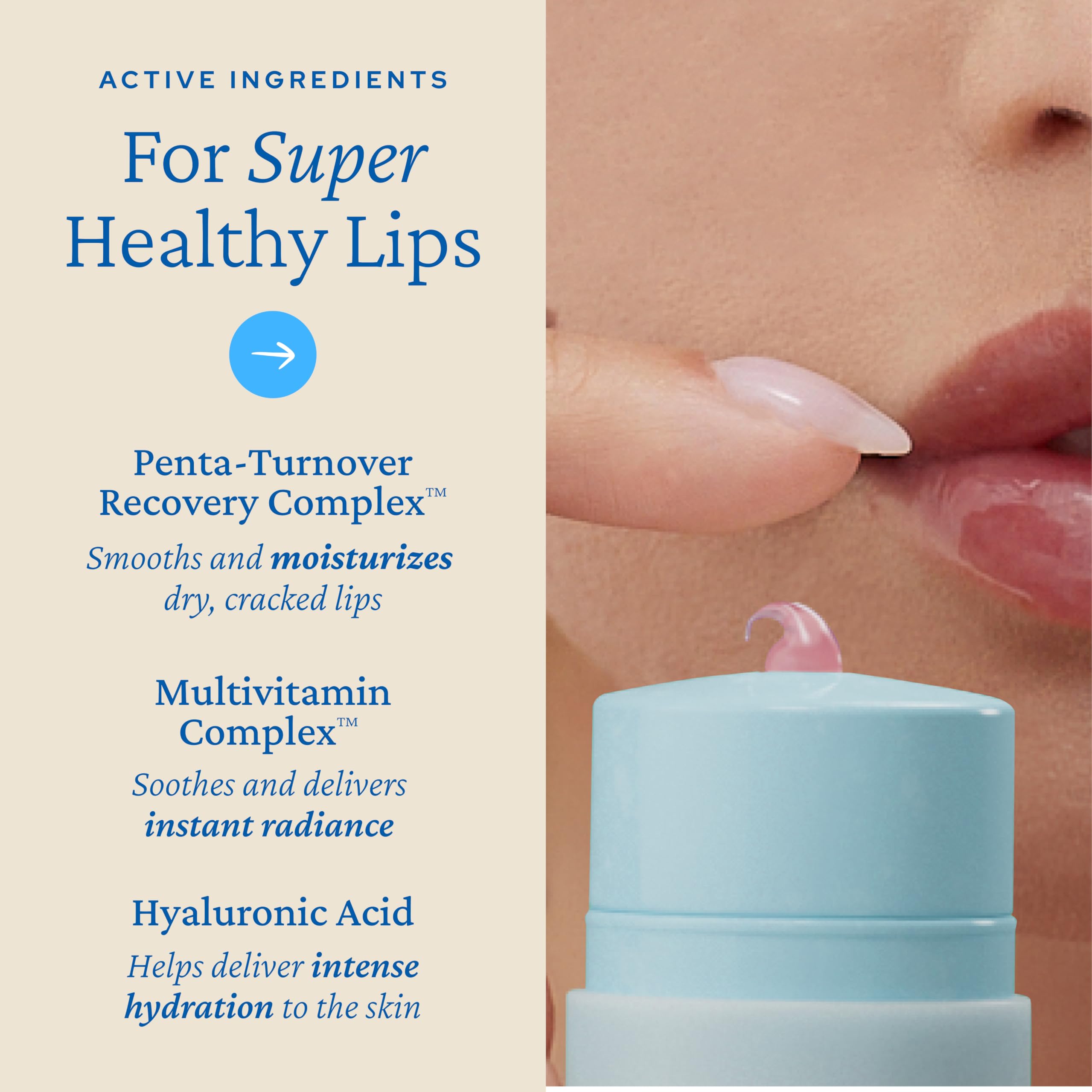 Belif Lipcerin with hyaluronic acid droplets signaling deep moisturization.