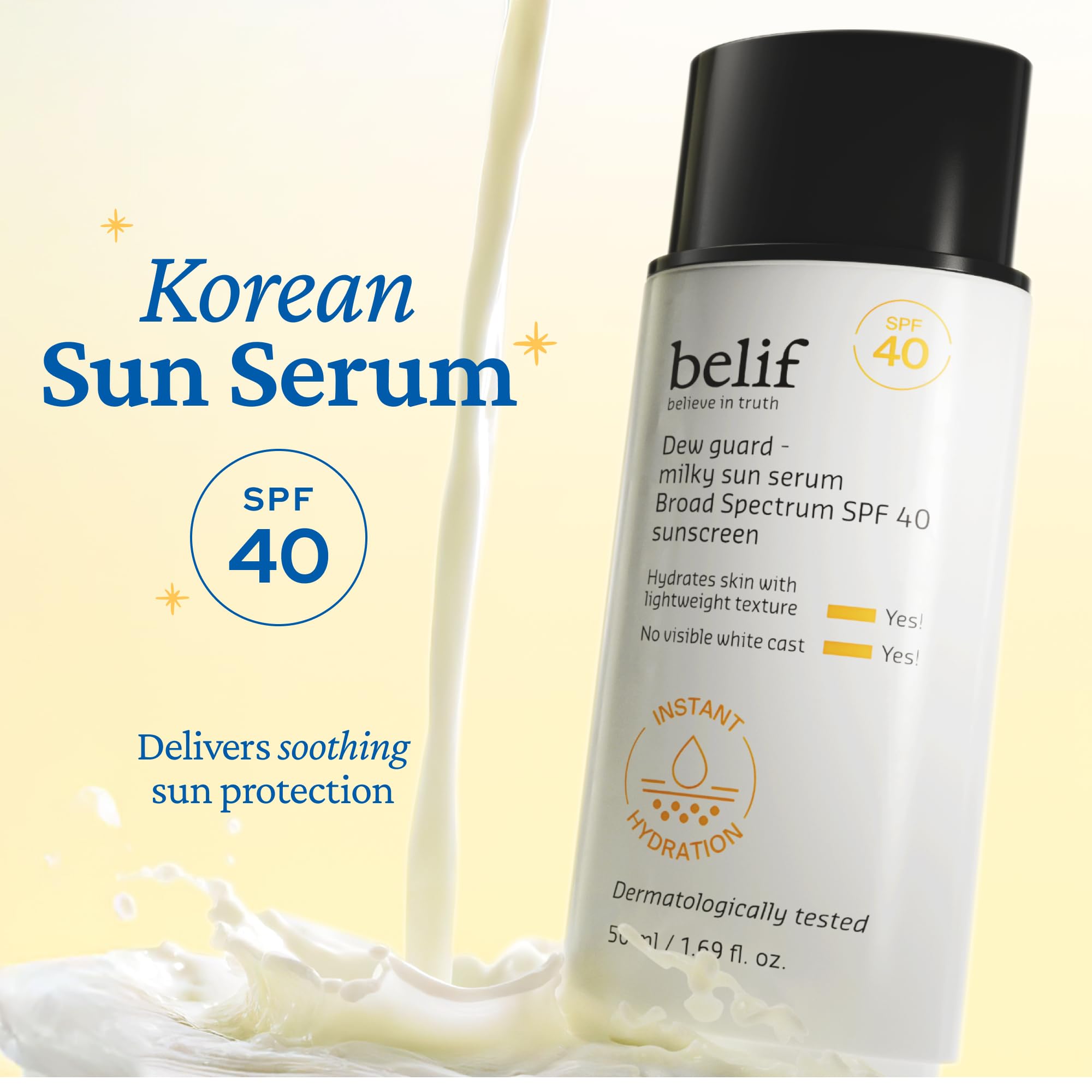 Milky sunscreen texture close-up for quick absorption and breathable finish