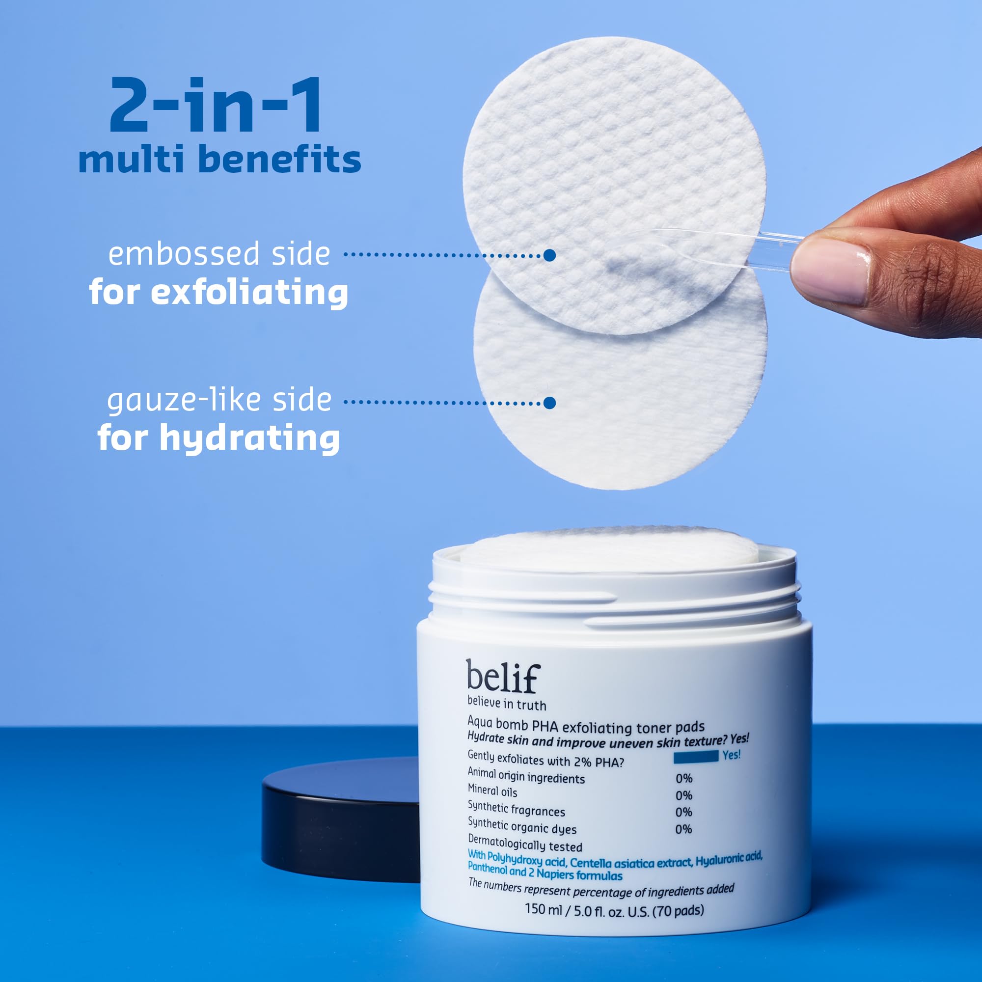 Belif PHA 2% Toner Pads packaging and design for daily use.