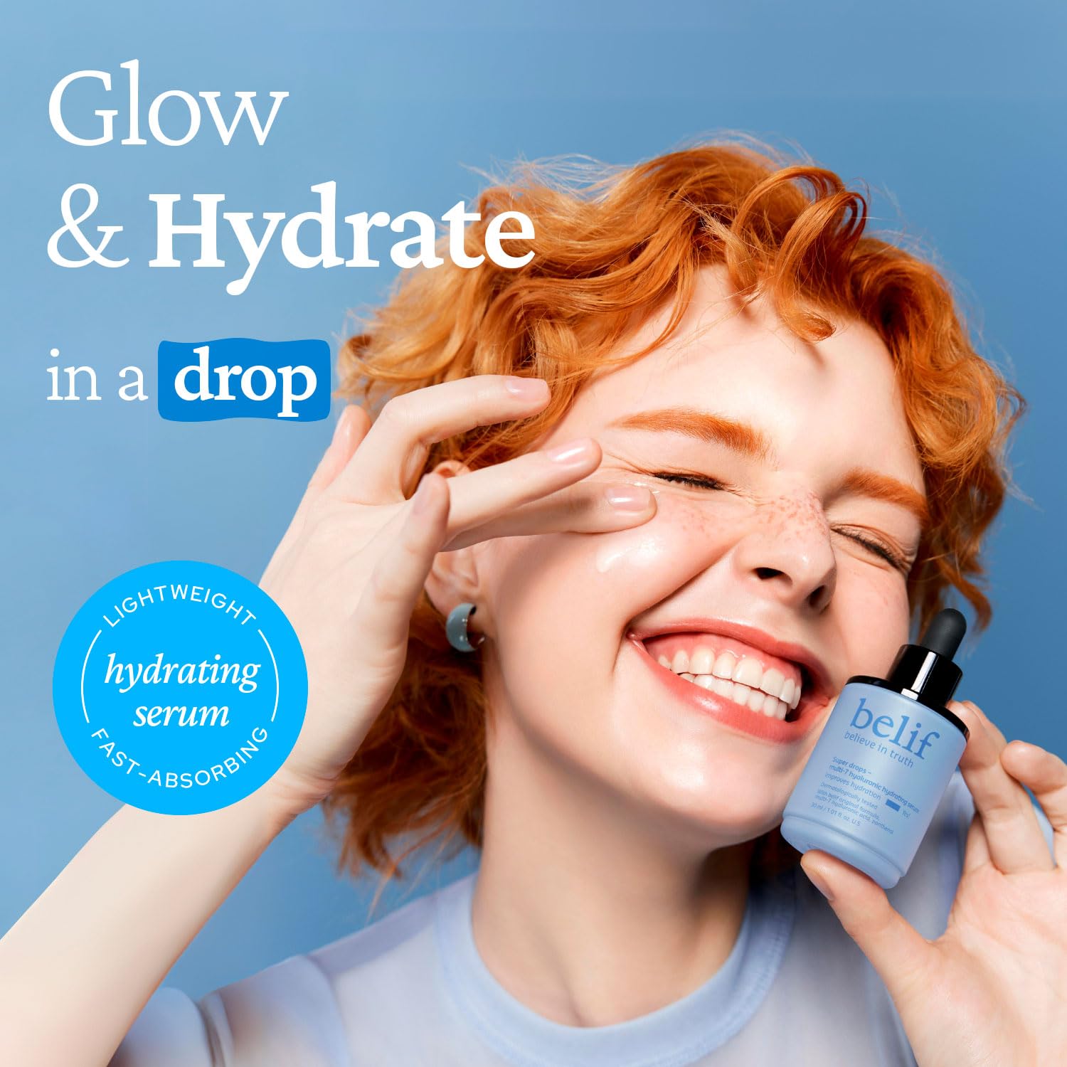 Belif Super Drops serum texture close-up showing lightweight hydration.