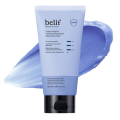 belif Super Knights bottle pour showing hydrating, soothing skincare routine.