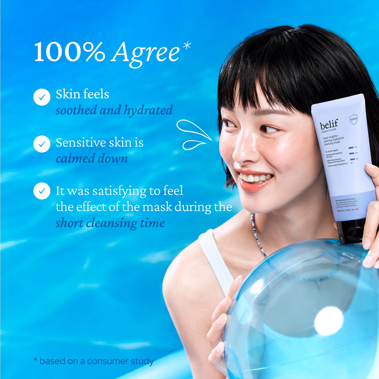 belif Super Knights hyaluronic acid blend delivers lasting surface moisture.