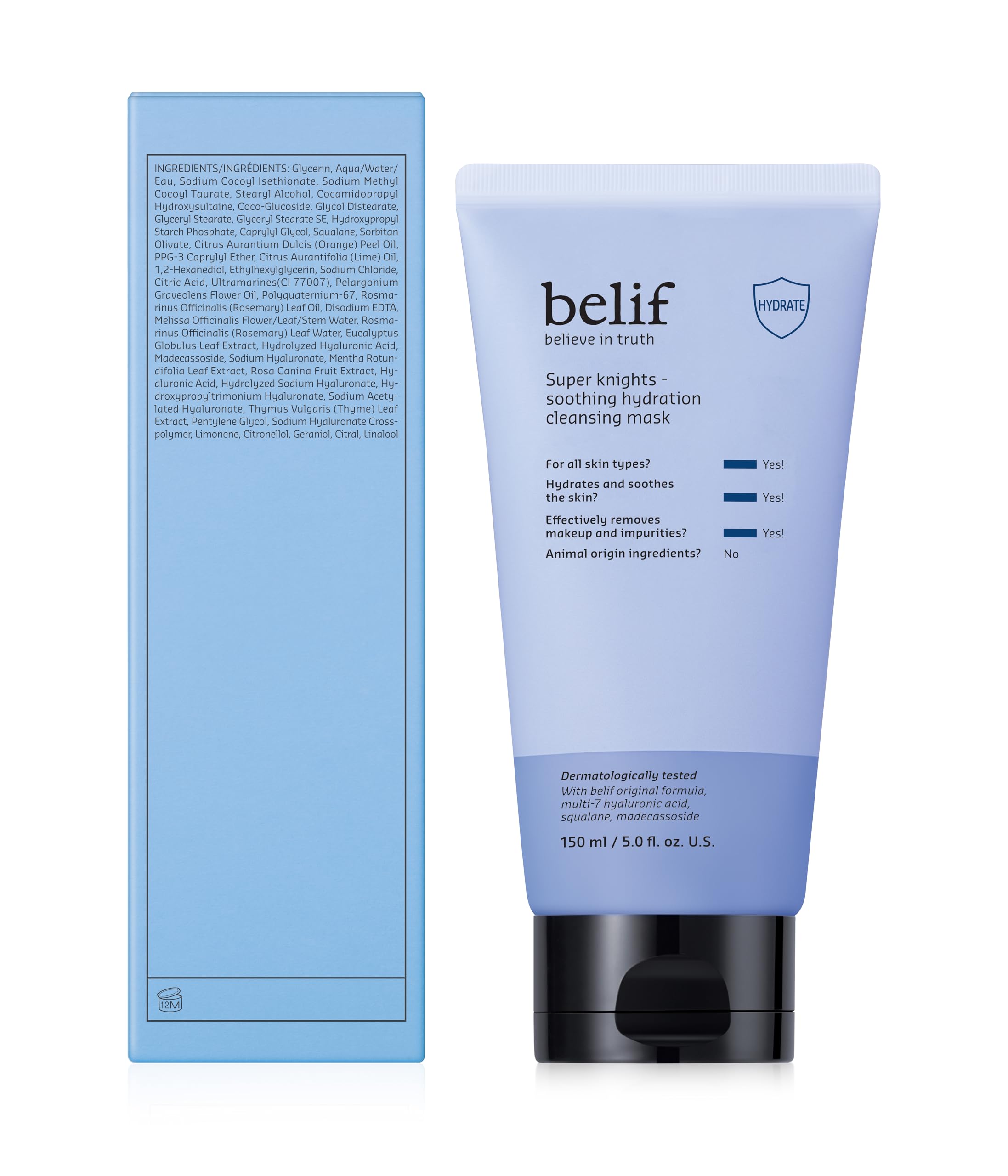 belif Super Knights packaging close-up showcases clean, premium design.