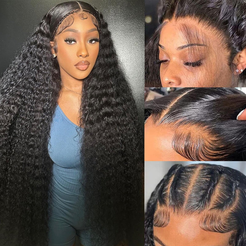 Beliself 30-inch deep wave lace front wig with natural-looking part for daily wear.