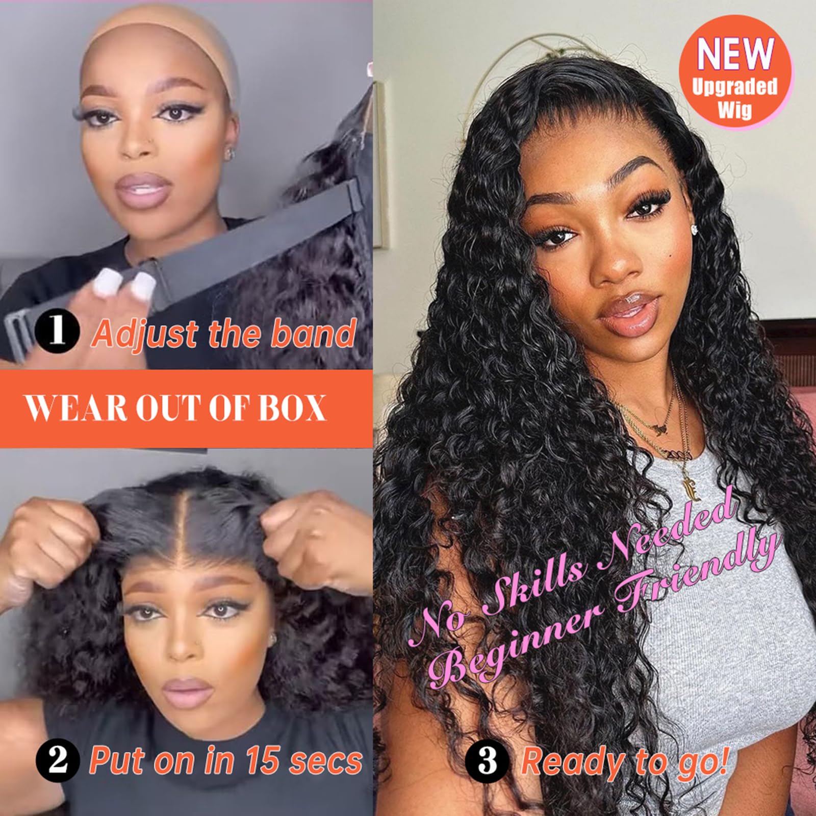Beliself glueless wig with pre-plucked hairline enables quick, glue-free wear.