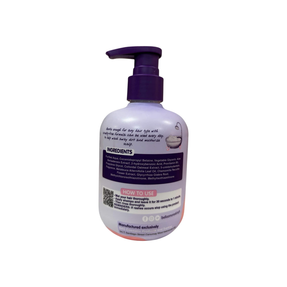 Bella Amore Himalayan Shampoo lather illustrating soothing care for sensitive scalps.