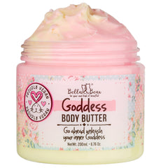 Bella and Bear Goddess Body Butter jar showing rich hydration for dry skin