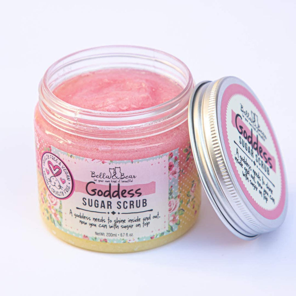 Bella & Bear Goddess Sugar Scrub gift packaging suggesting present idea.
