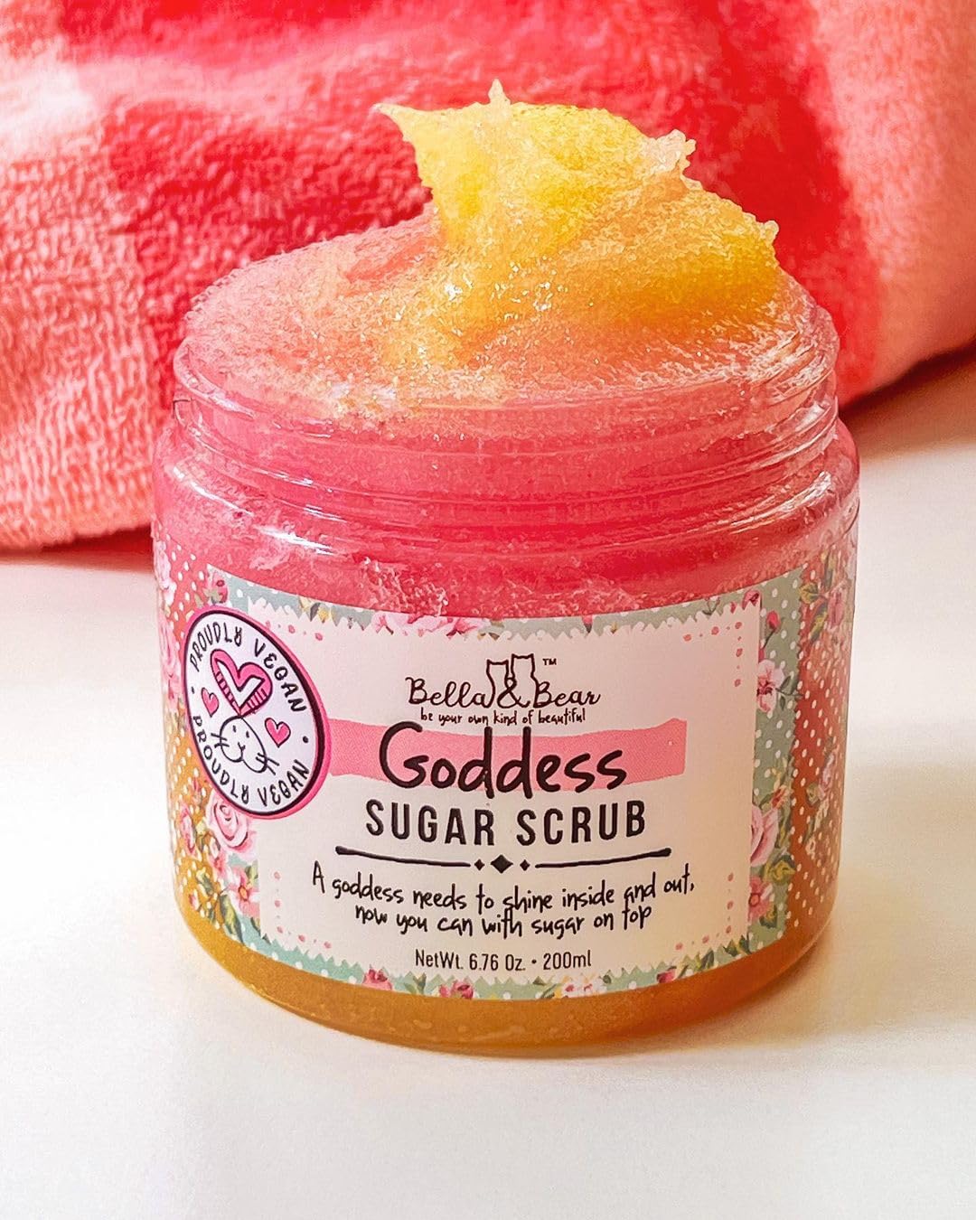 Bella & Bear Goddess Sugar Scrub glow on skin after application.