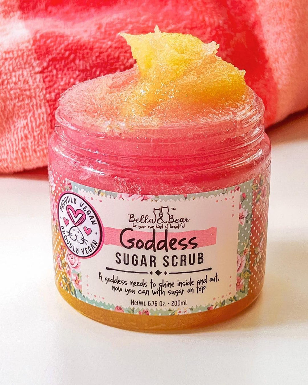 Bella & Bear Goddess Sugar Scrub glow on skin after application.