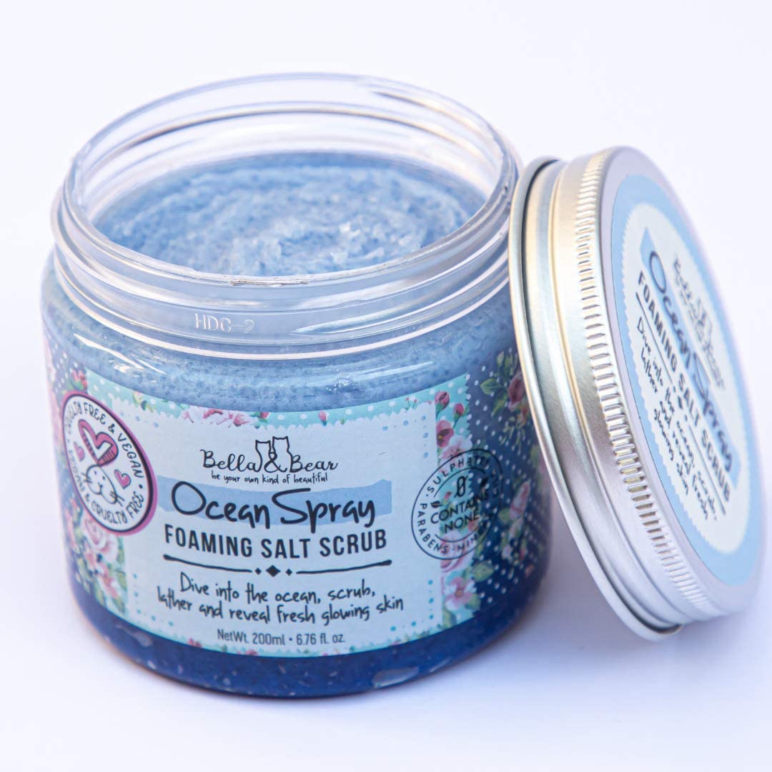 Bella and Bear Ocean Spray Scrub morning routine refresh after shower.
