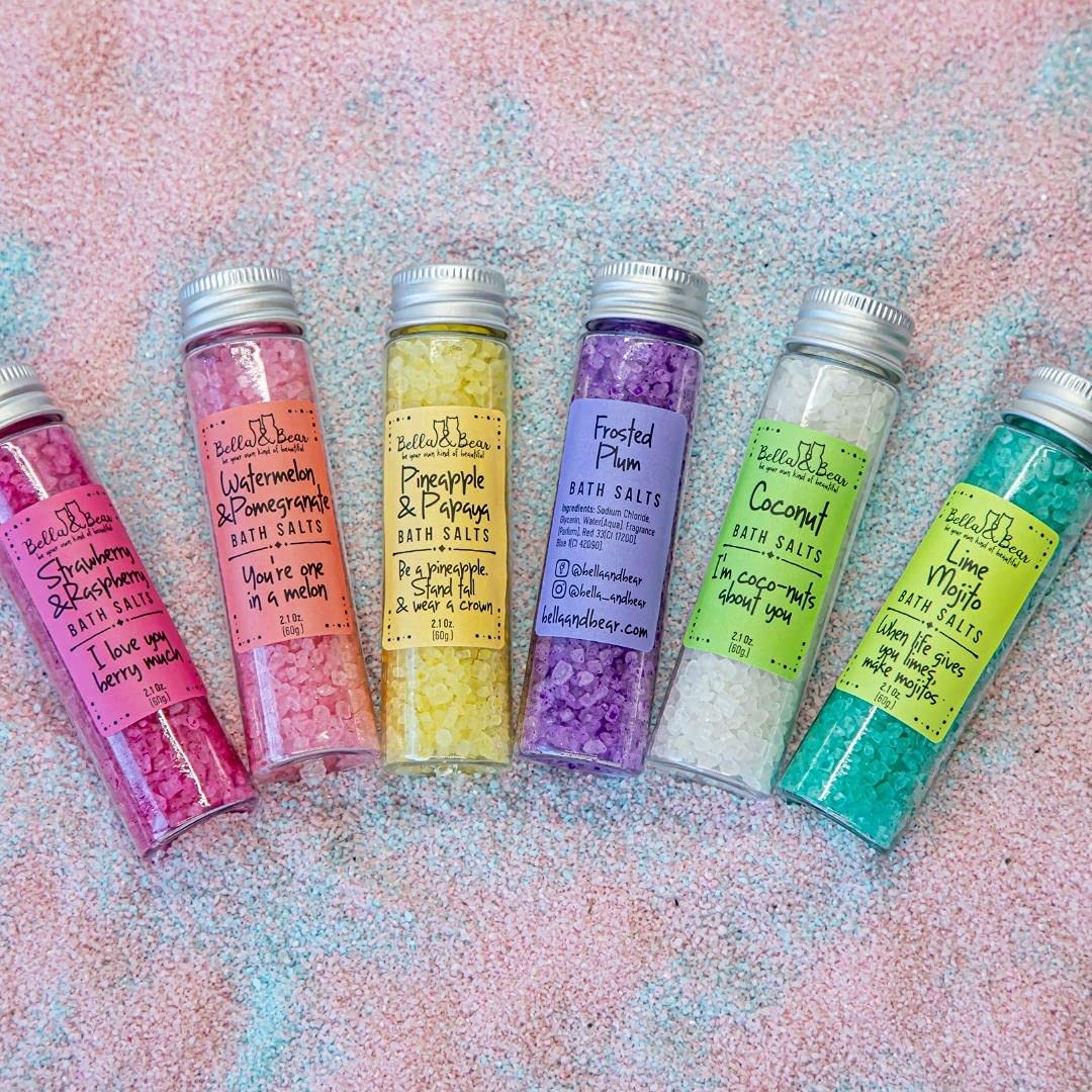 Bella and Bear Paradise Fruits bath crystals deliver vibrant fragrance for a spa-like bath