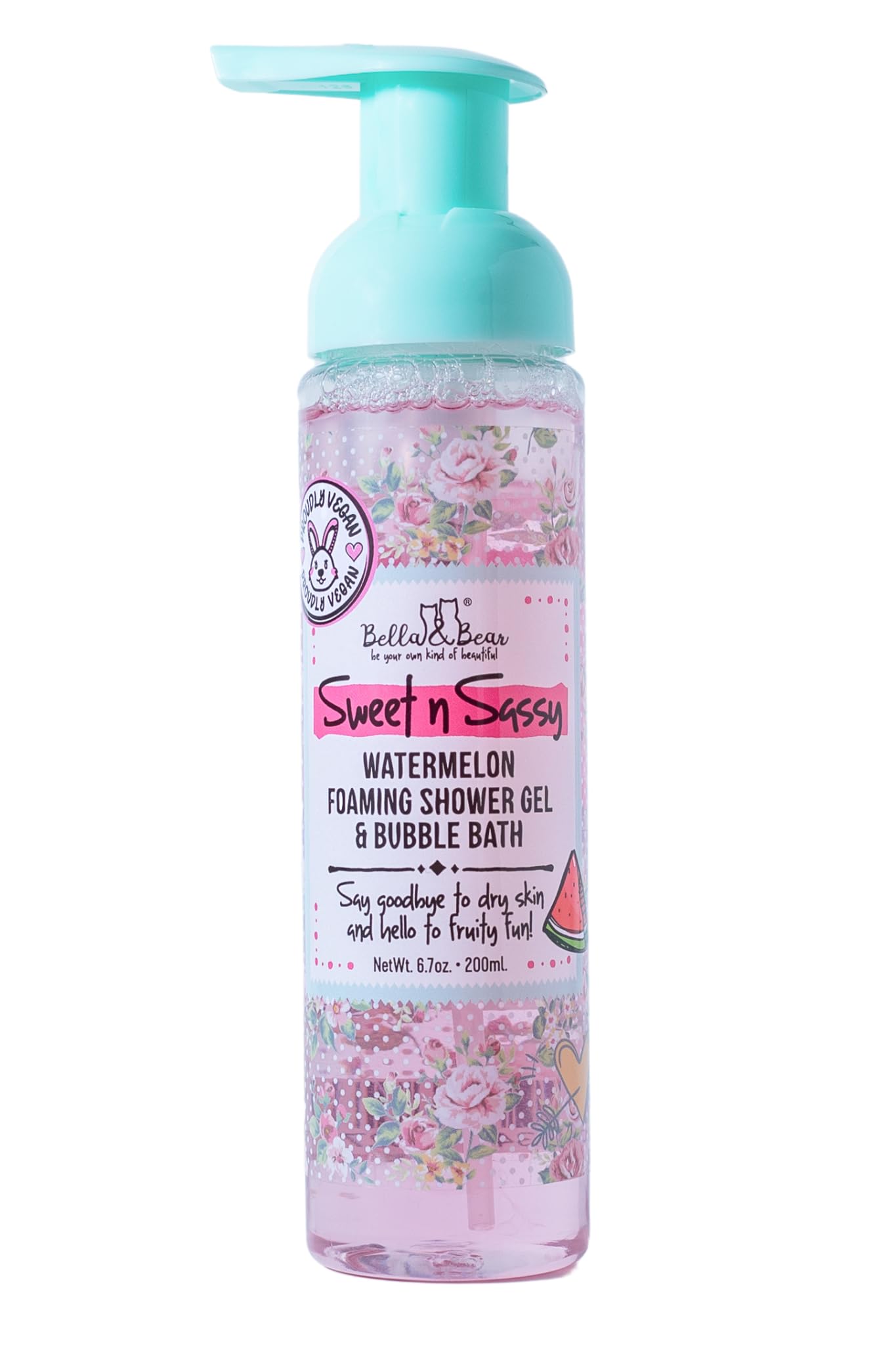 Bella & Bear Sweet 'n' Sassy Watermelon bottle foaming texture delivers a refreshing cleanse