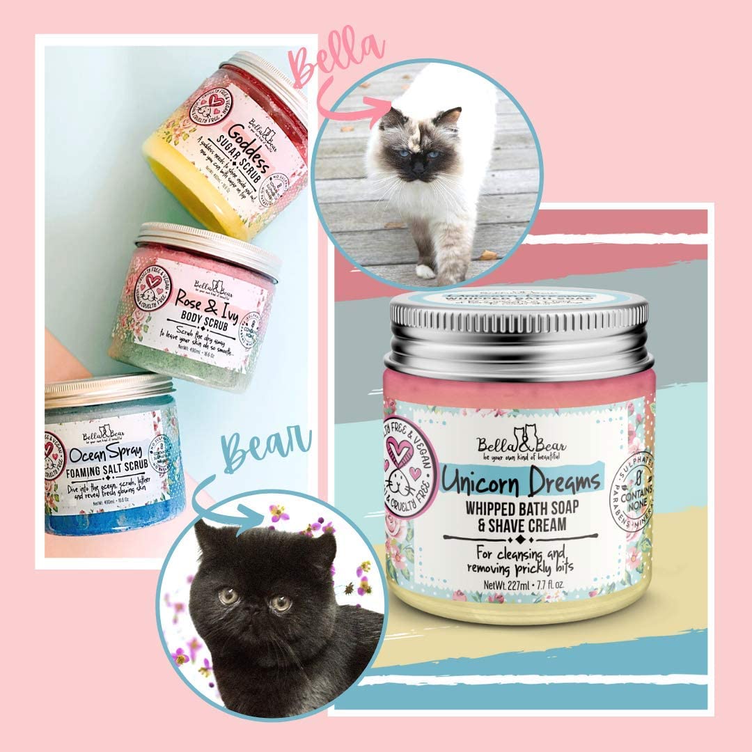 Bella and Bear Unicorn Dreams vegan cruelty-free badge on packaging