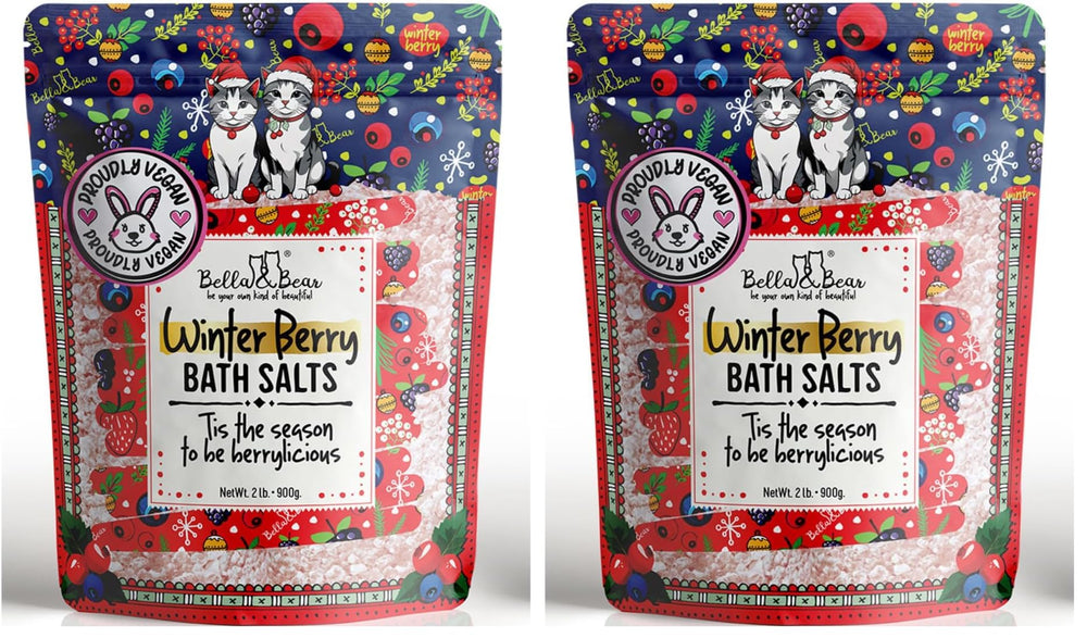 Bella & Bear Winter Berry Bath Salts packaging ready for gifting.