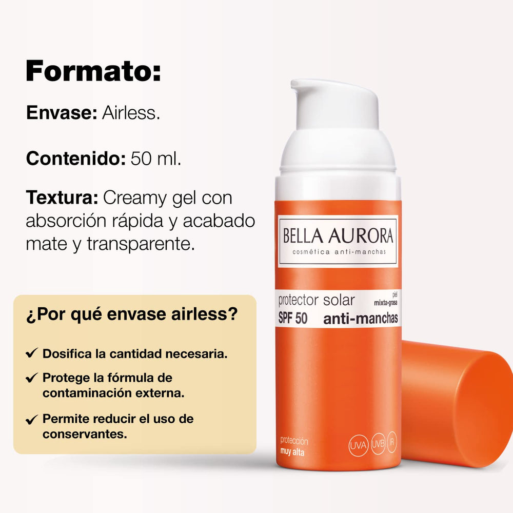 Bella Aurora Gel Solar SPF 50 apply on face, creates a breathable base after cleansing.