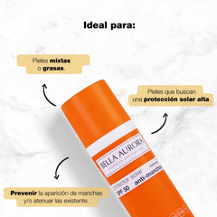 Bella Aurora Gel Solar SPF 50 packaging, compact and ready for daily use.