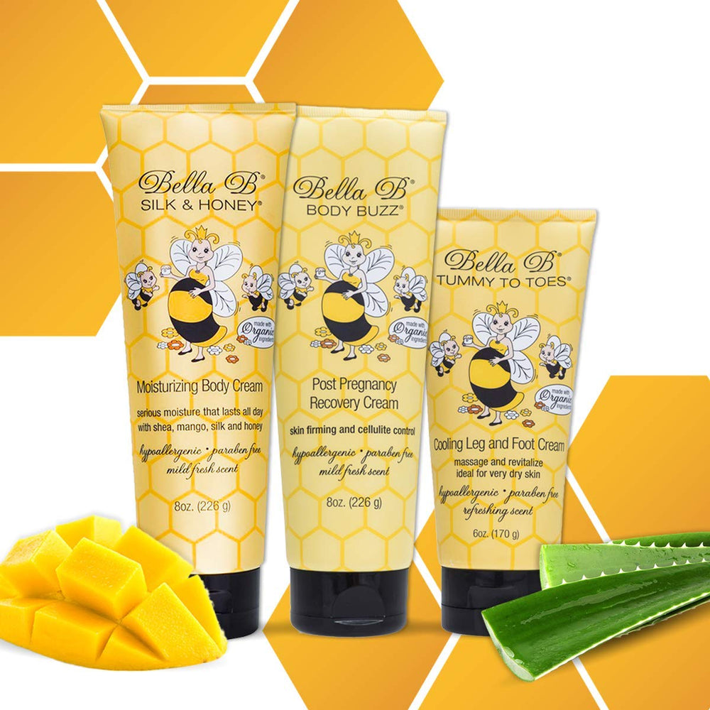 Bella B Silk Honey Body Cream jar showing rich moisture texture.