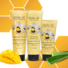 Bella B Silk Honey Body Cream jar showing rich moisture texture.